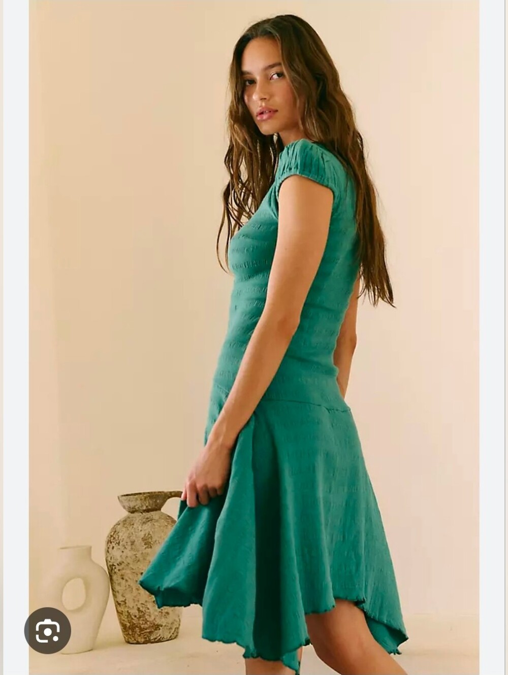 FREE EST Women's Green Evangeline Midi Dress Emerald Sage Green SMALL NWT